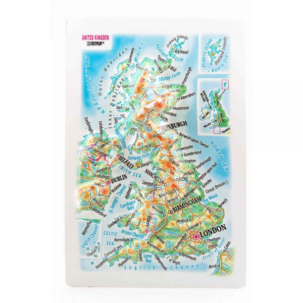  Landkarten United Kingdom. 3D Reliefpanorama, Landkarte (Magnet/Mini) 