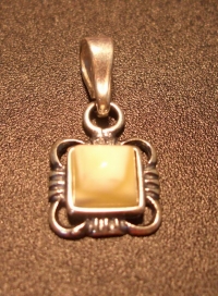 Amber  - White Amber Pendant. Square shape